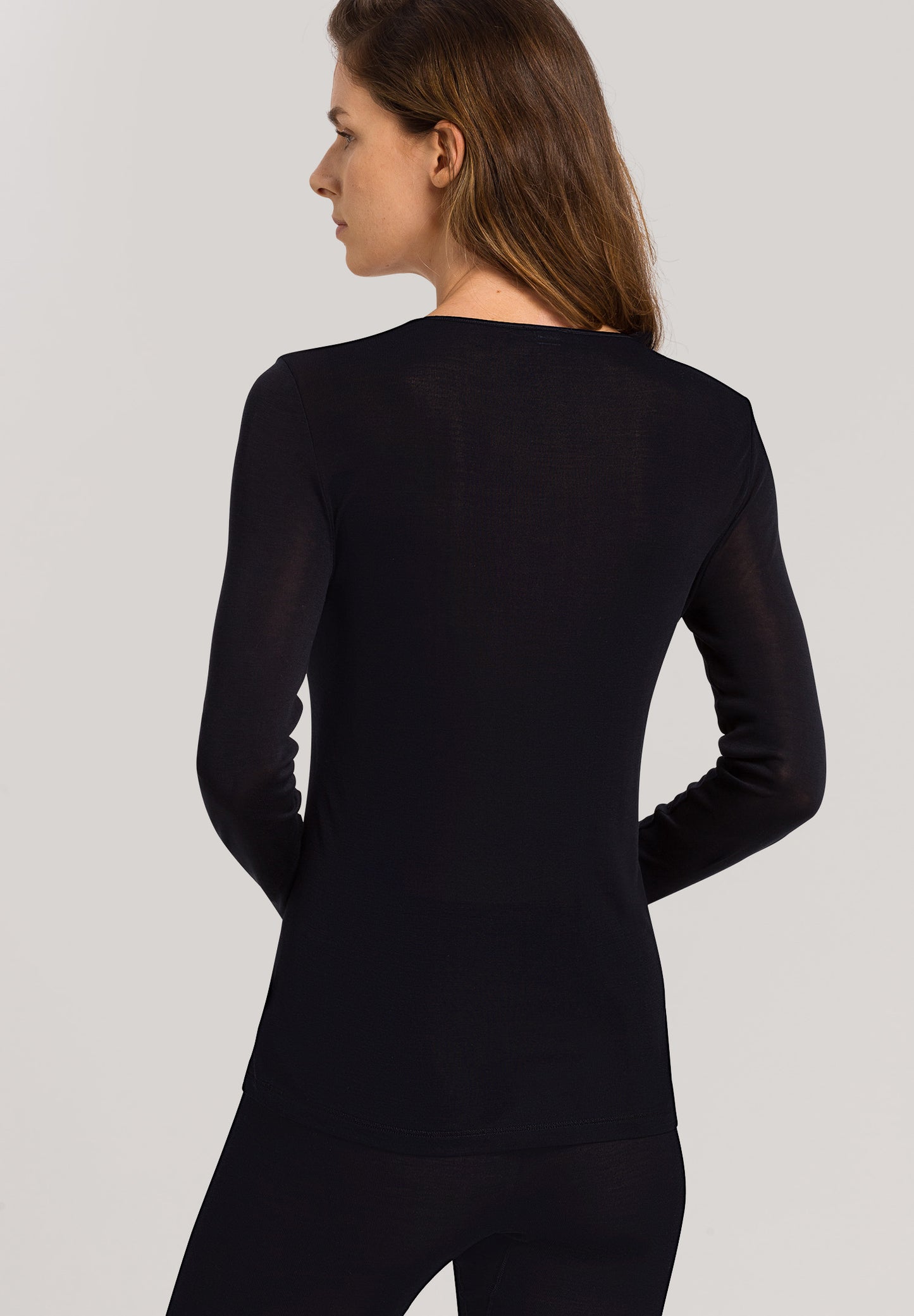HANRO Black Pure Silk Long-Sleeve Shirt