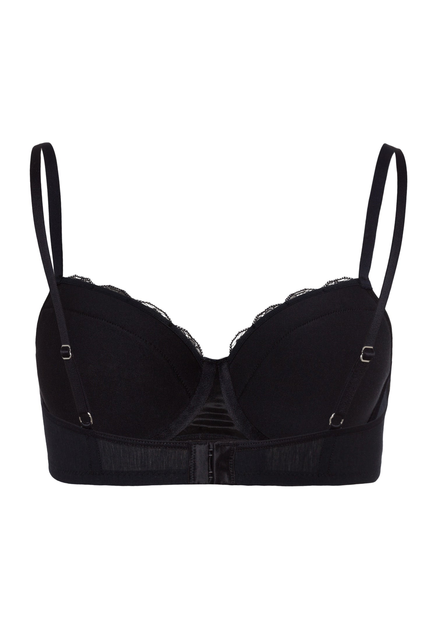 HANRO Black Cotton Lace T-Shirt Bra