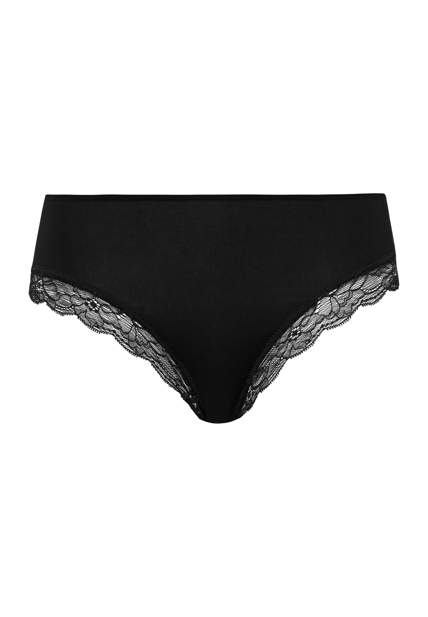 HANRO Black Cotton Lace Midi Briefs