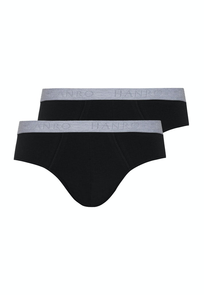 HANRO Mens Cotton Essentials Briefs 2Pack in black