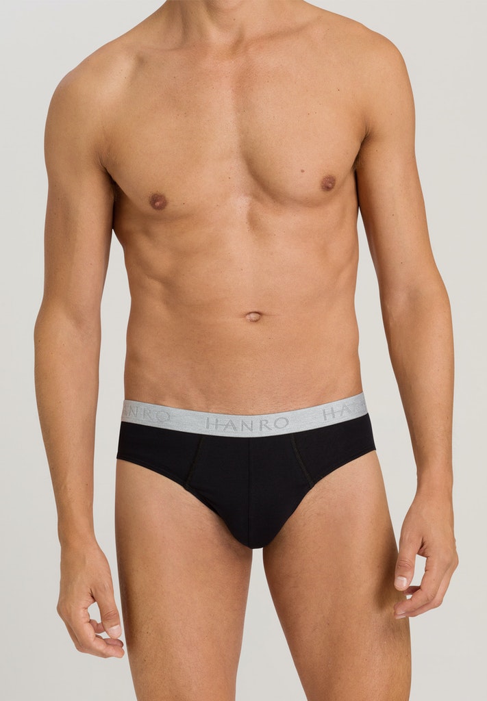 HANRO Mens Cotton Essentials Briefs 2Pack in black