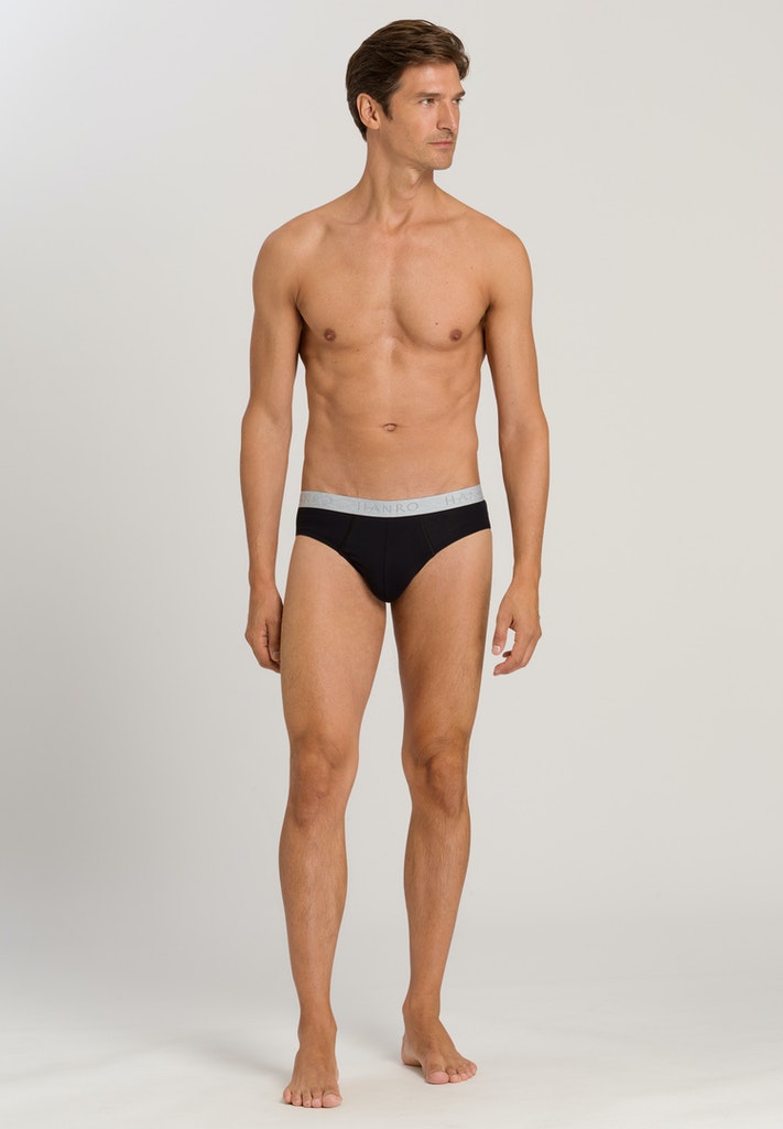 HANRO Mens Cotton Essentials Briefs 2Pack in black