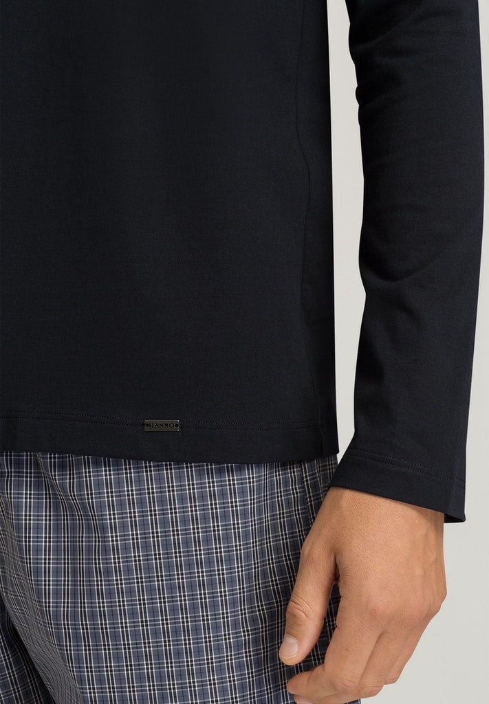 Mens Longsleeve Shirt in black | HANRO