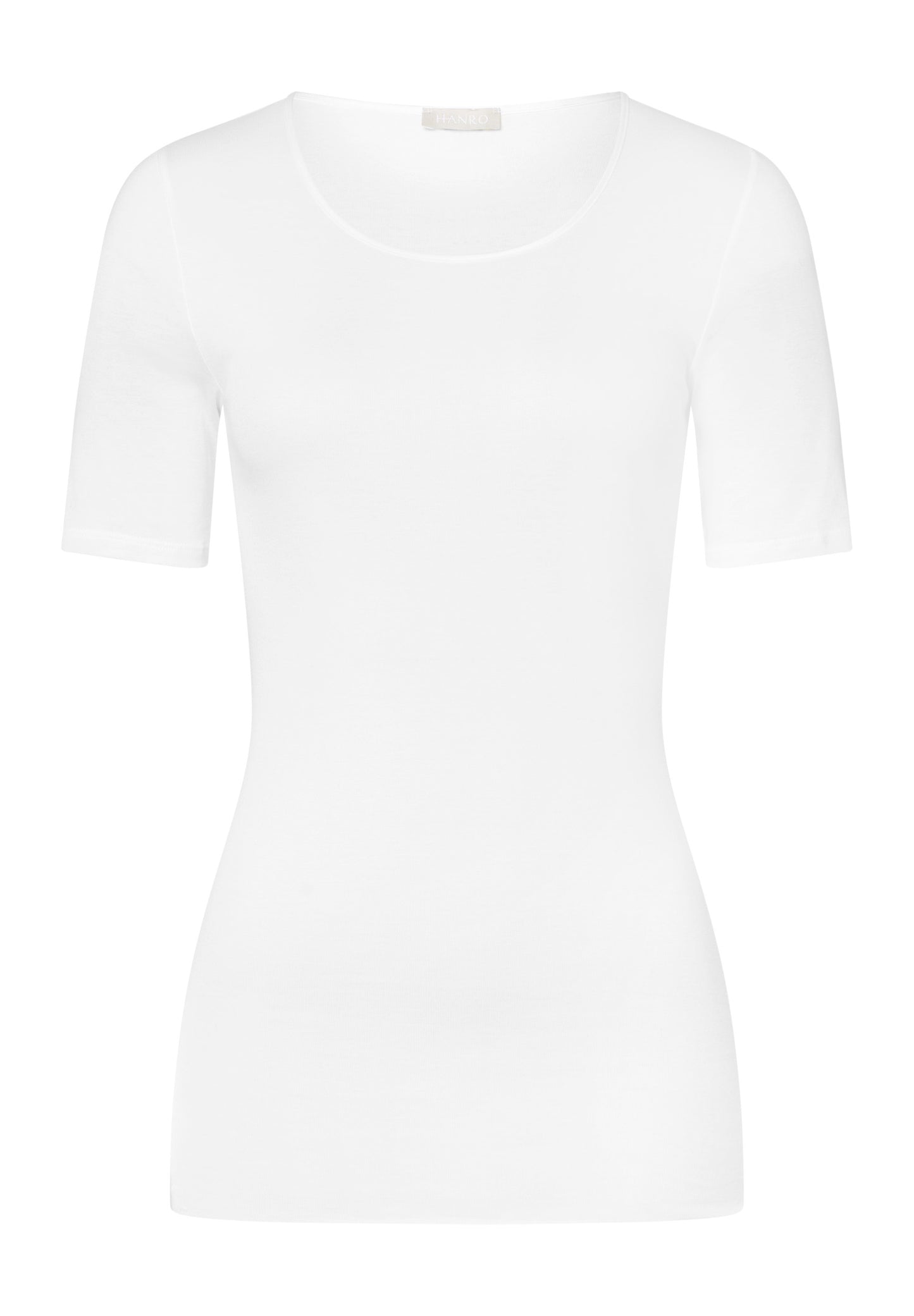 HANRO White Cotton Seamless Short Sleeve Shirt