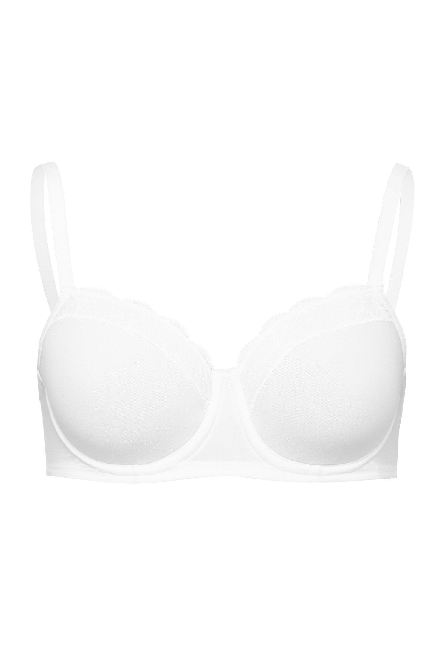 HANRO White Cotton Lace T-Shirt Bra