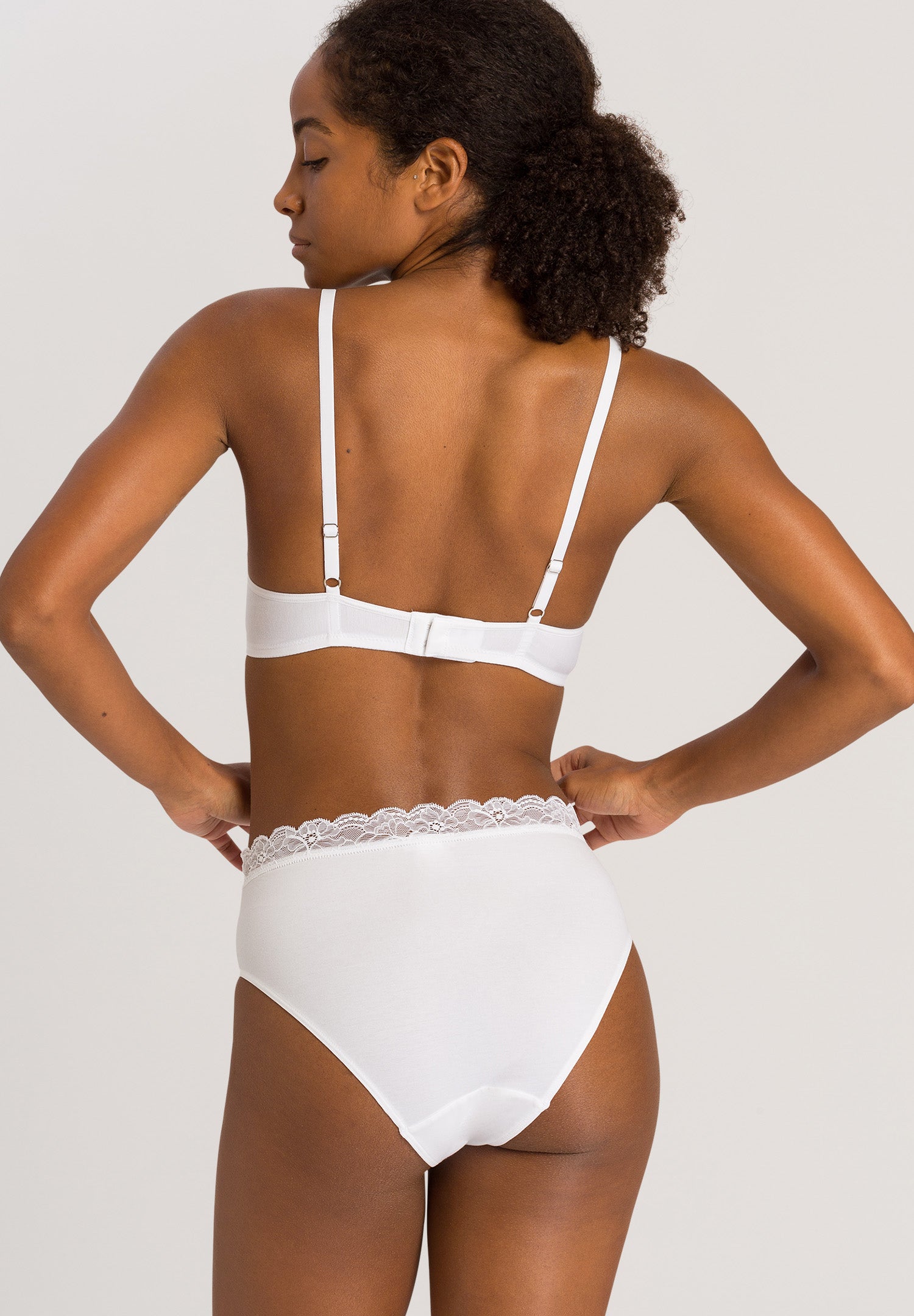 HANRO White Cotton Lace T-Shirt Bra