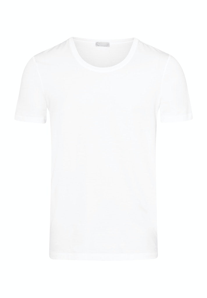 HANRO White Cotton Superior Short Sleeve Shirt