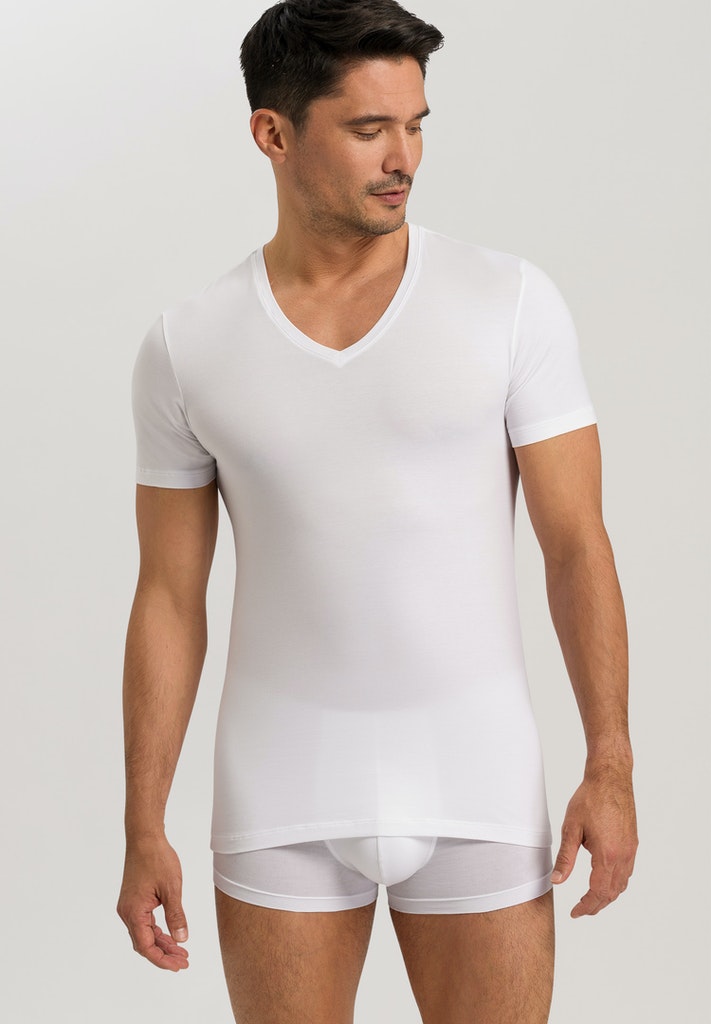 HANRO White Cotton Superior V-Neck