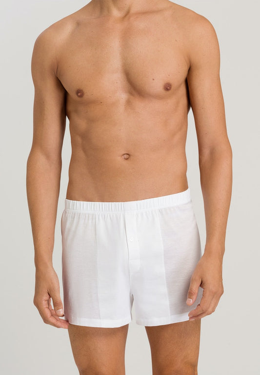 HANRO White Cotton Sporty Boxer with Fly