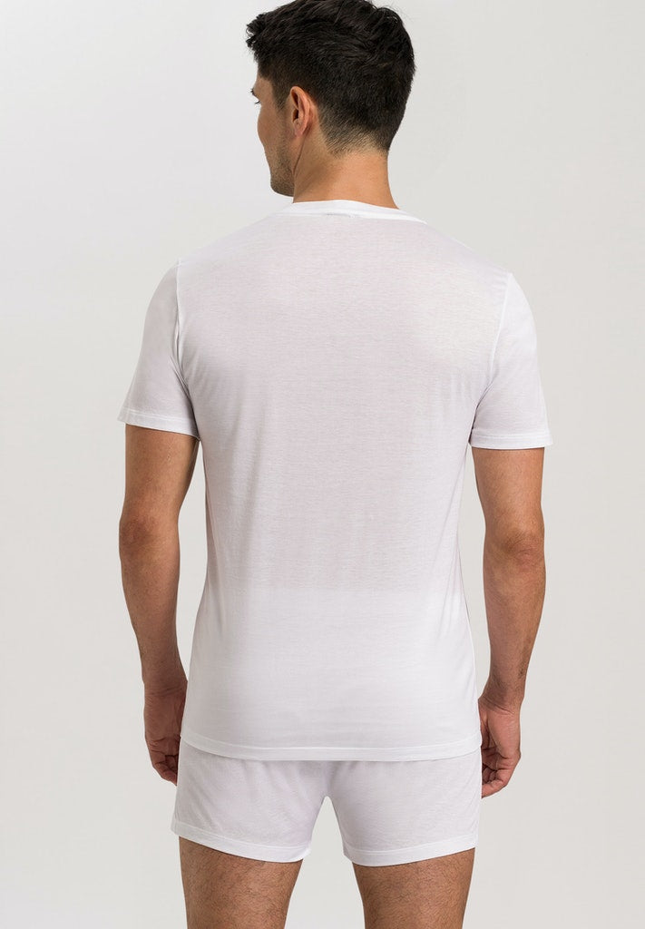 HANRO Mens Cotton Sporty V-Neck in white
