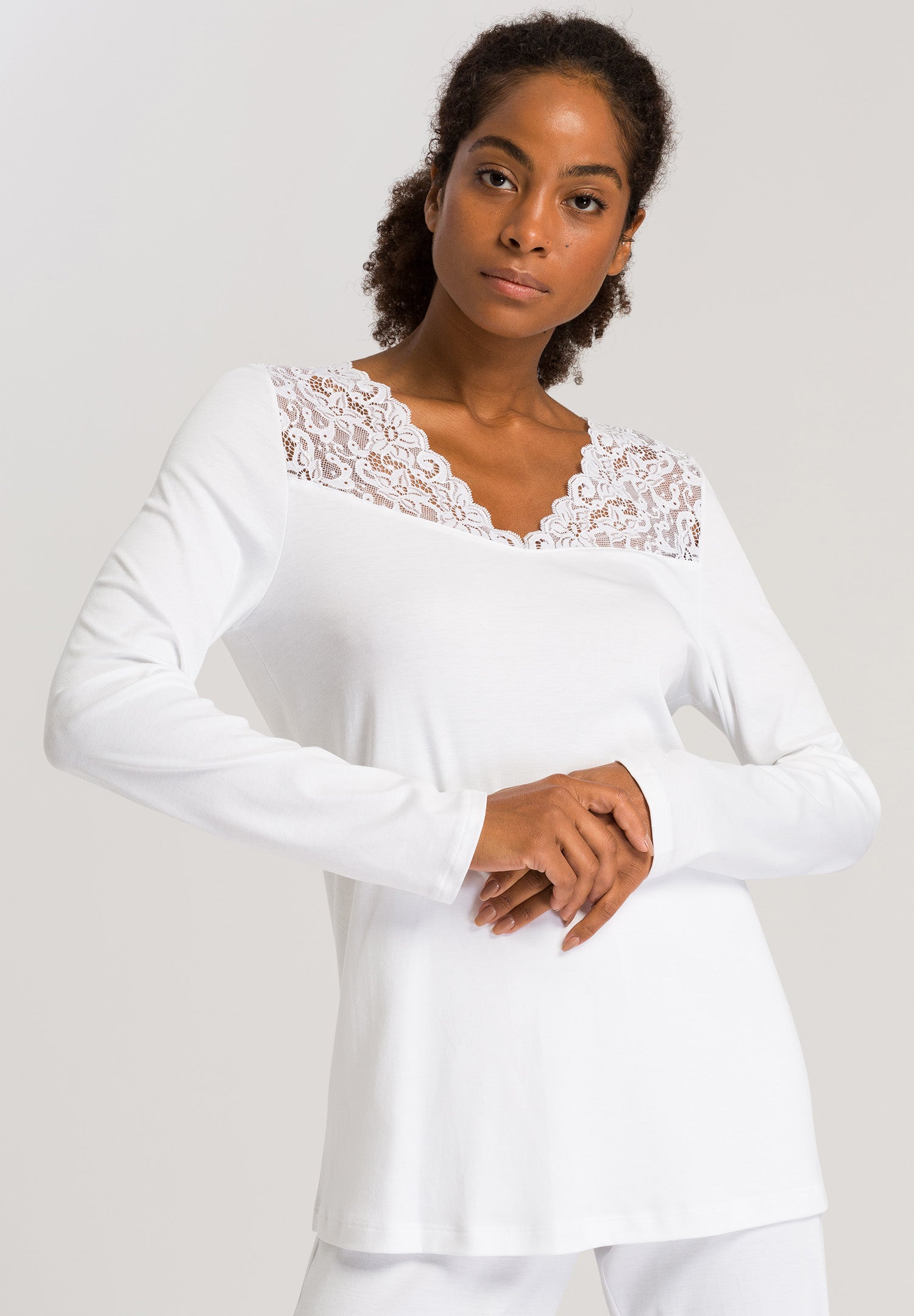 HANRO White Moments Long Sleeve Pyjamas