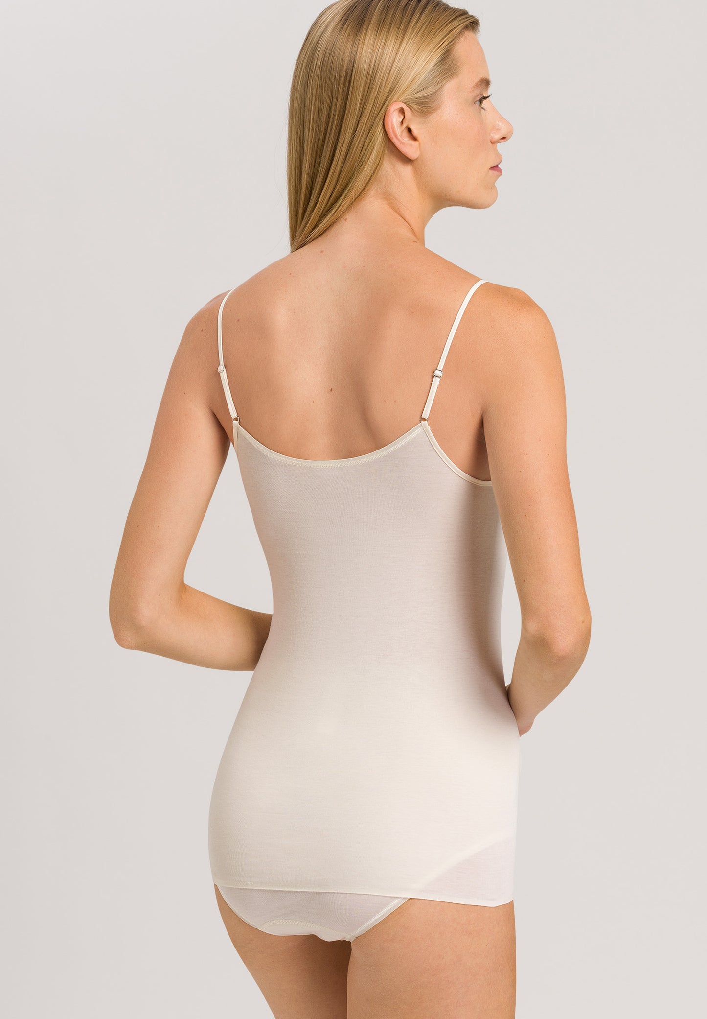 HANRO Pale Cream Cotton Seamless Spaghetti Top