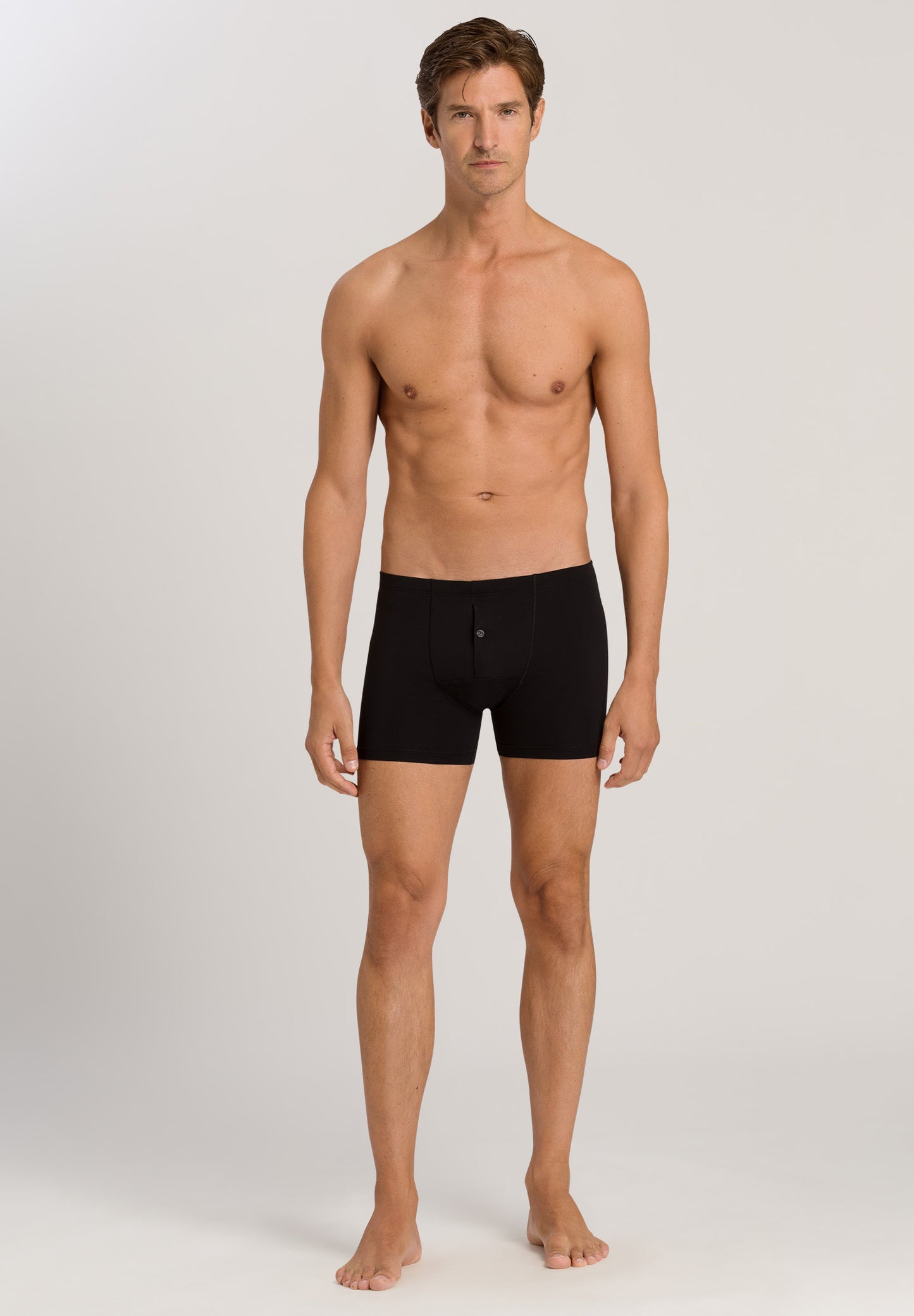 HANRO Black Cotton Sensation brief with buttoned fly