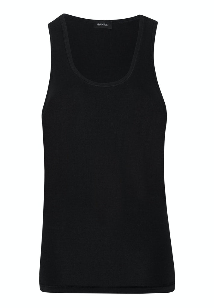 HANRO Black Cotton Superior Tank Top