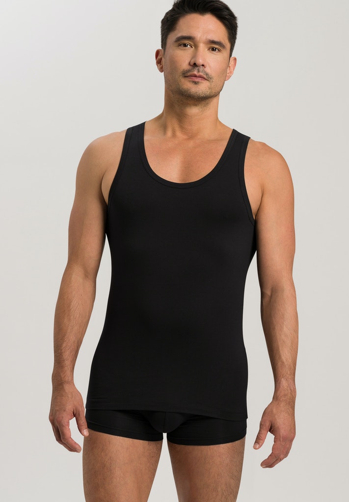 HANRO Black Cotton Superior Tank Top