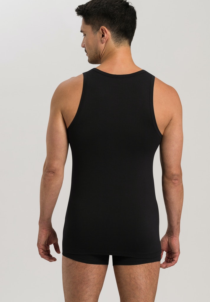 HANRO Black Cotton Superior Tank Top