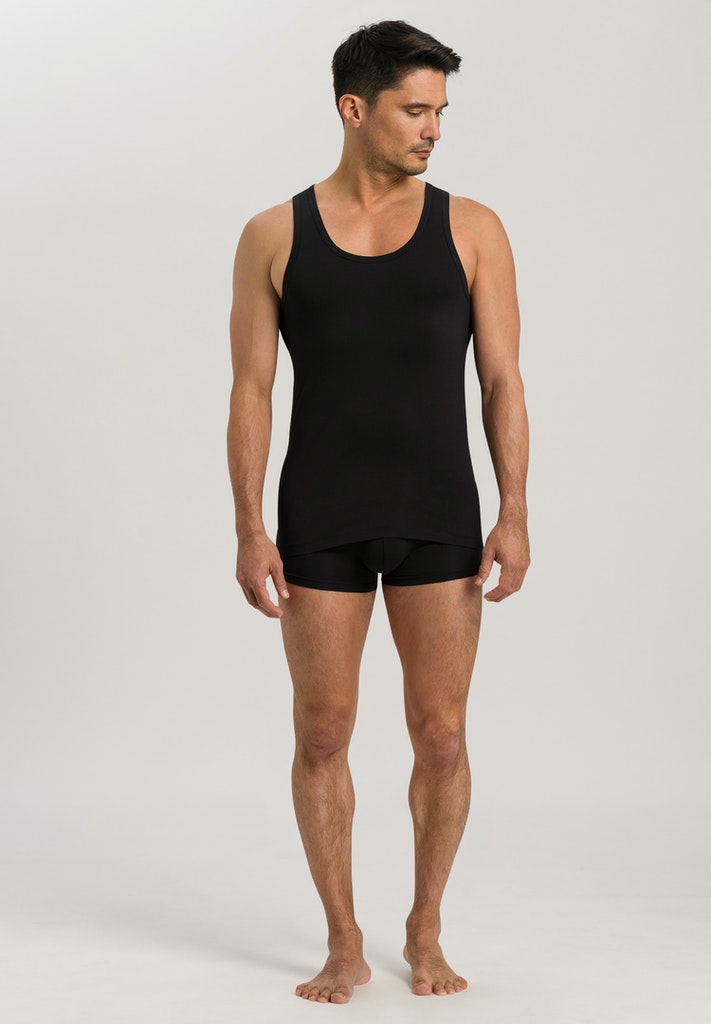 HANRO Black Cotton Superior Tank Top