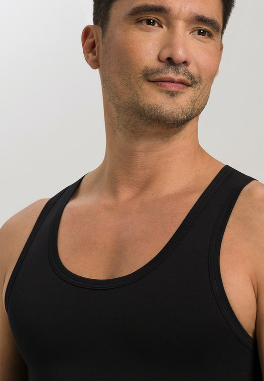 HANRO Black Cotton Superior Tank Top