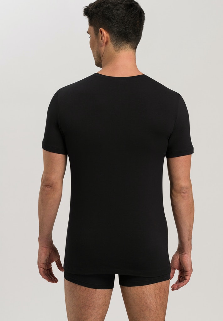 HANRO Black Cotton Superior V-Neck