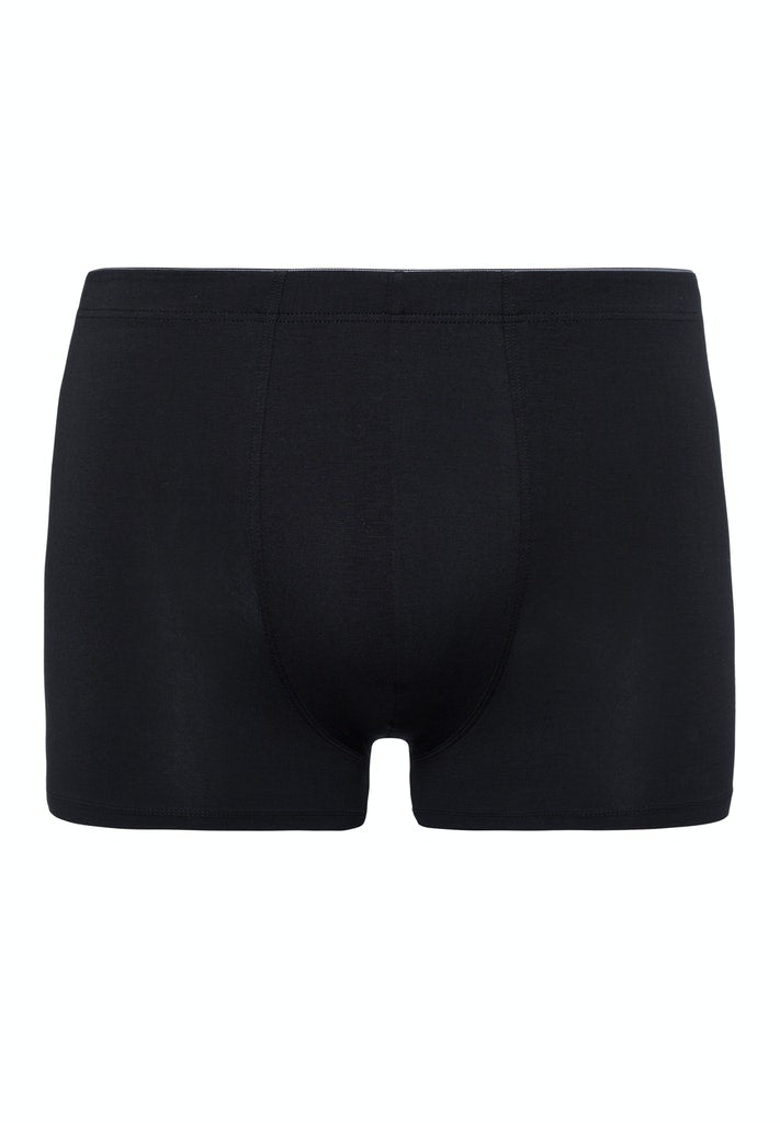 HANRO Black Cotton Superior Long Leg Boxer Brief