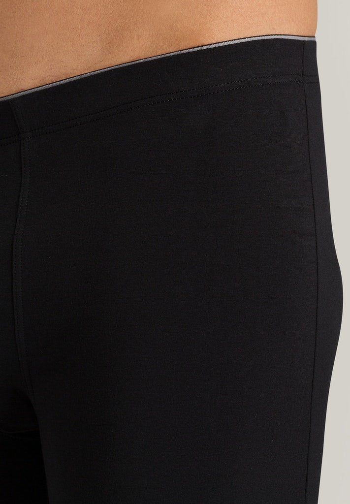 HANRO Black Cotton Superior Long Leg Boxer Brief