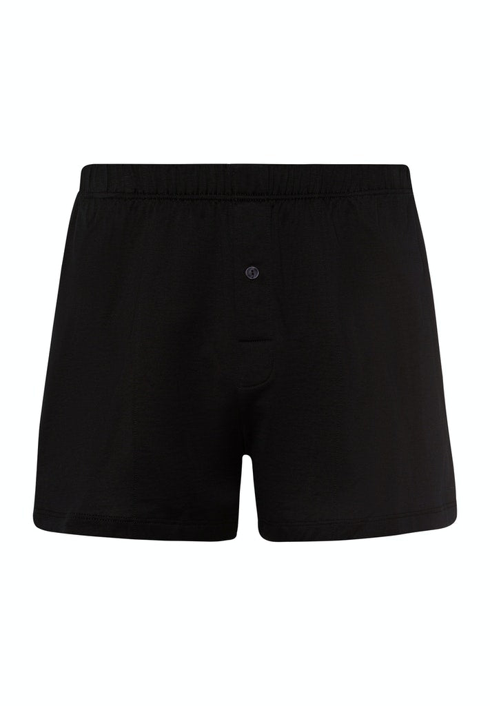 HANRO Black Cotton Sporty Boxer with Fly