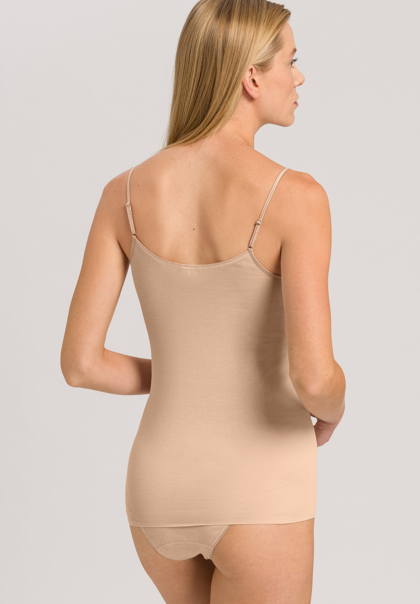 HANRO Beige Cotton Seamless Spaghetti Top