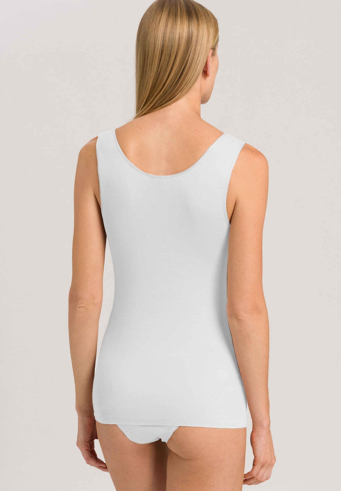 HANRO White Cotton Seamless V Neck Top