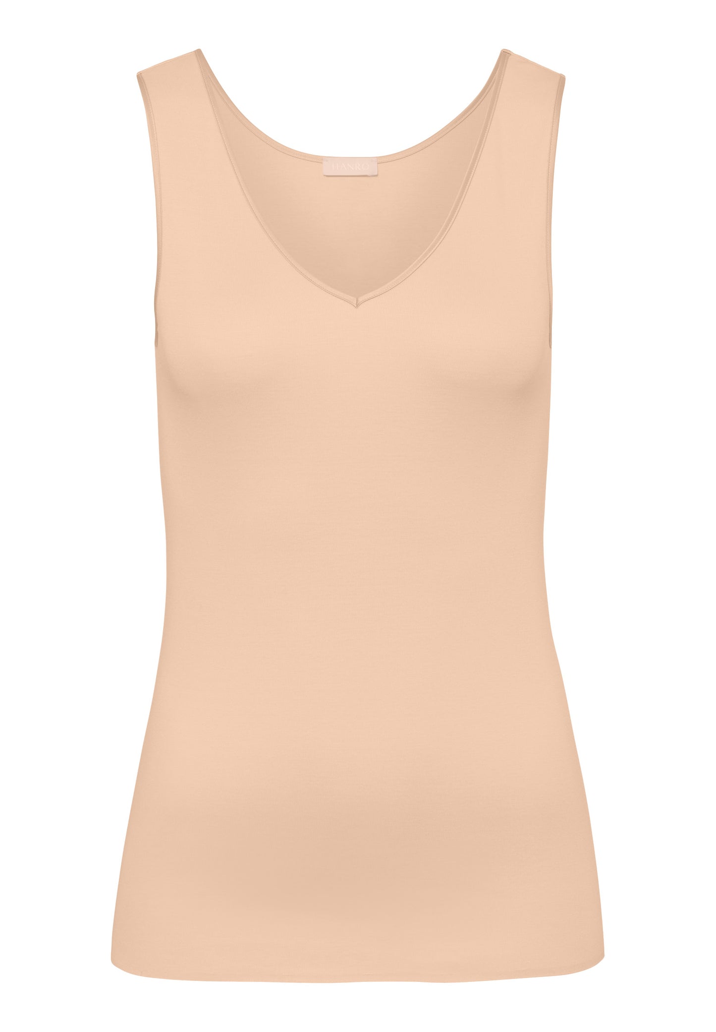 HANRO Beige Cotton Seamless V Neck Top