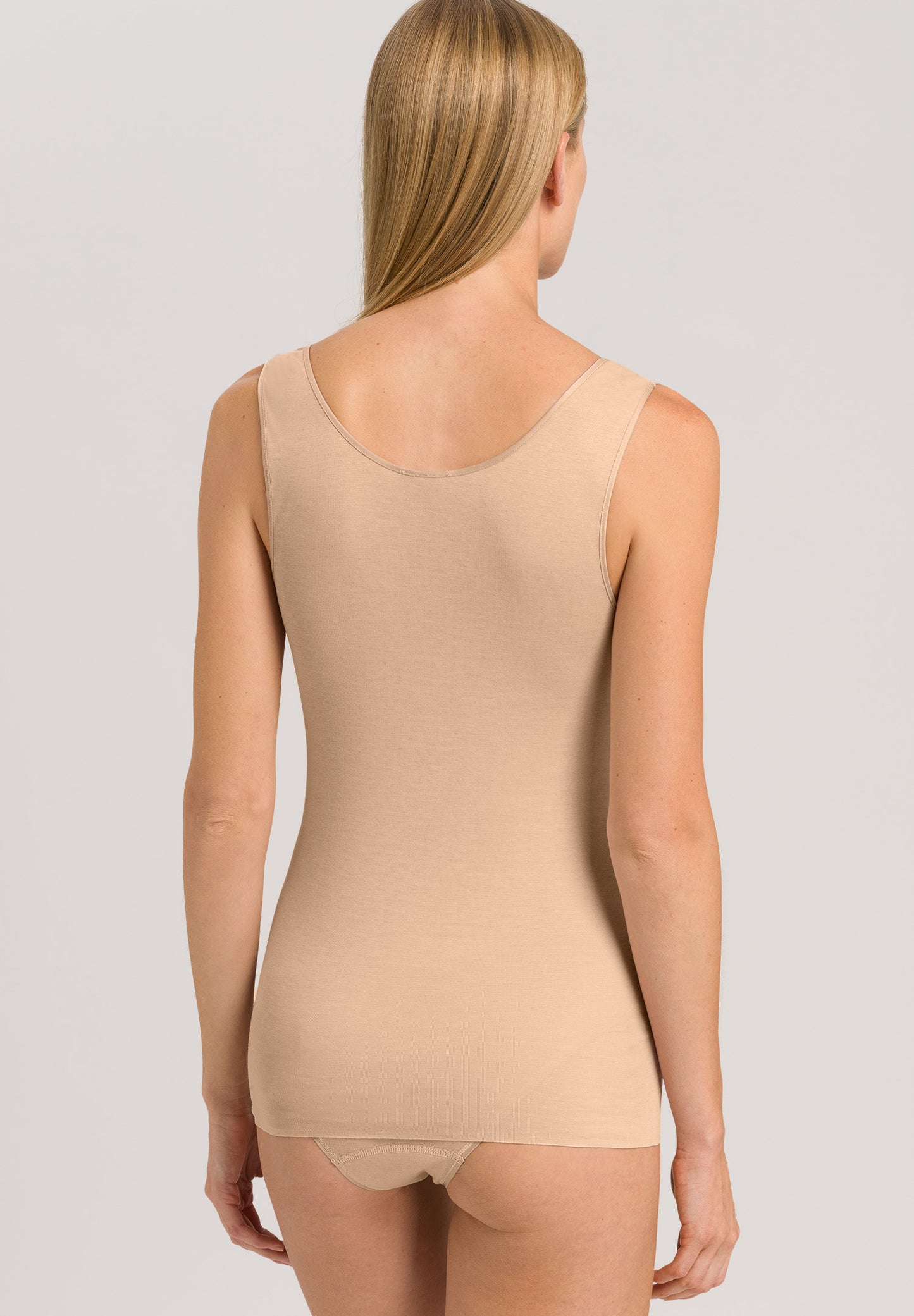 HANRO Beige Cotton Seamless V Neck Top