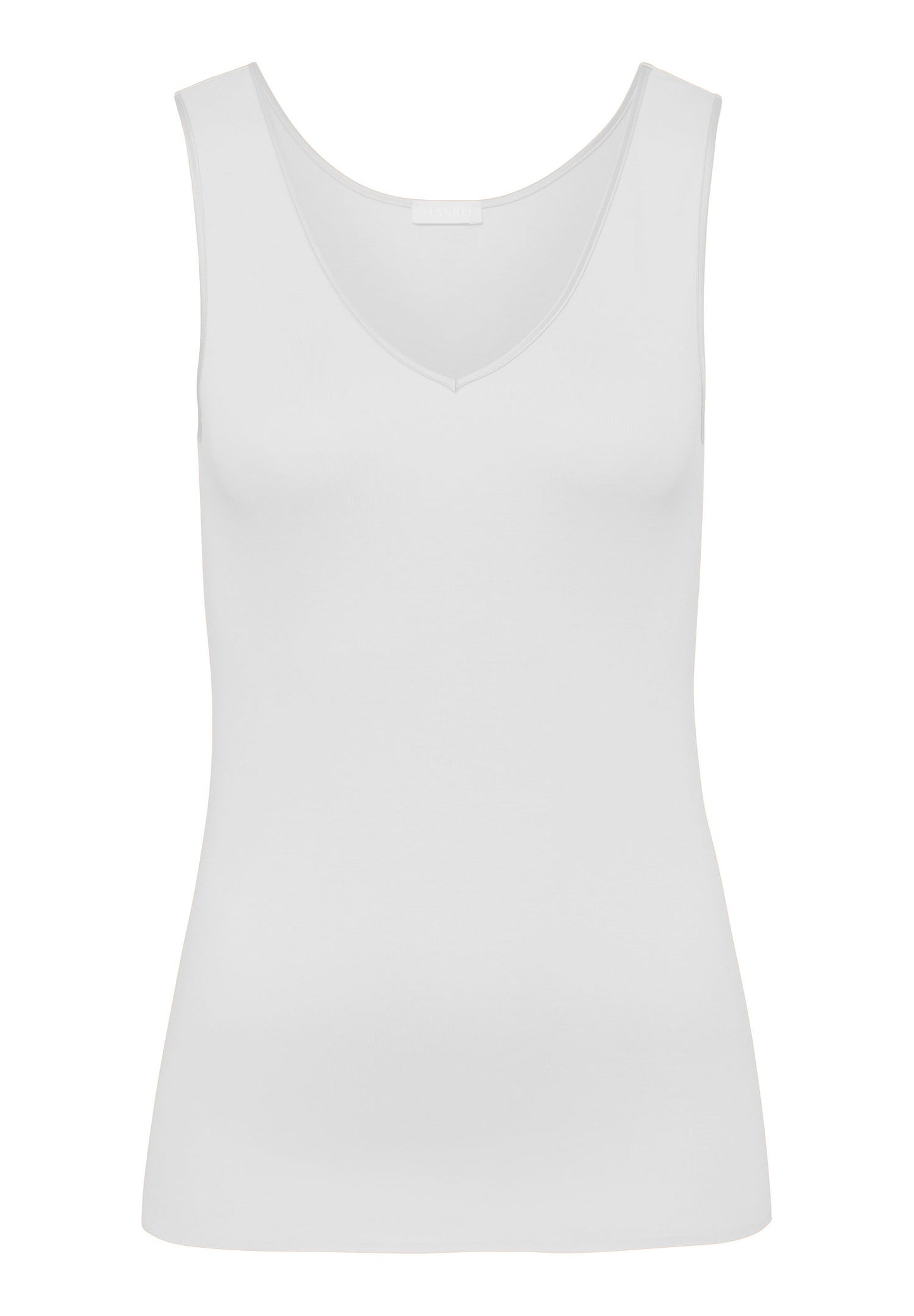 HANRO White Cotton Seamless V Neck Top
