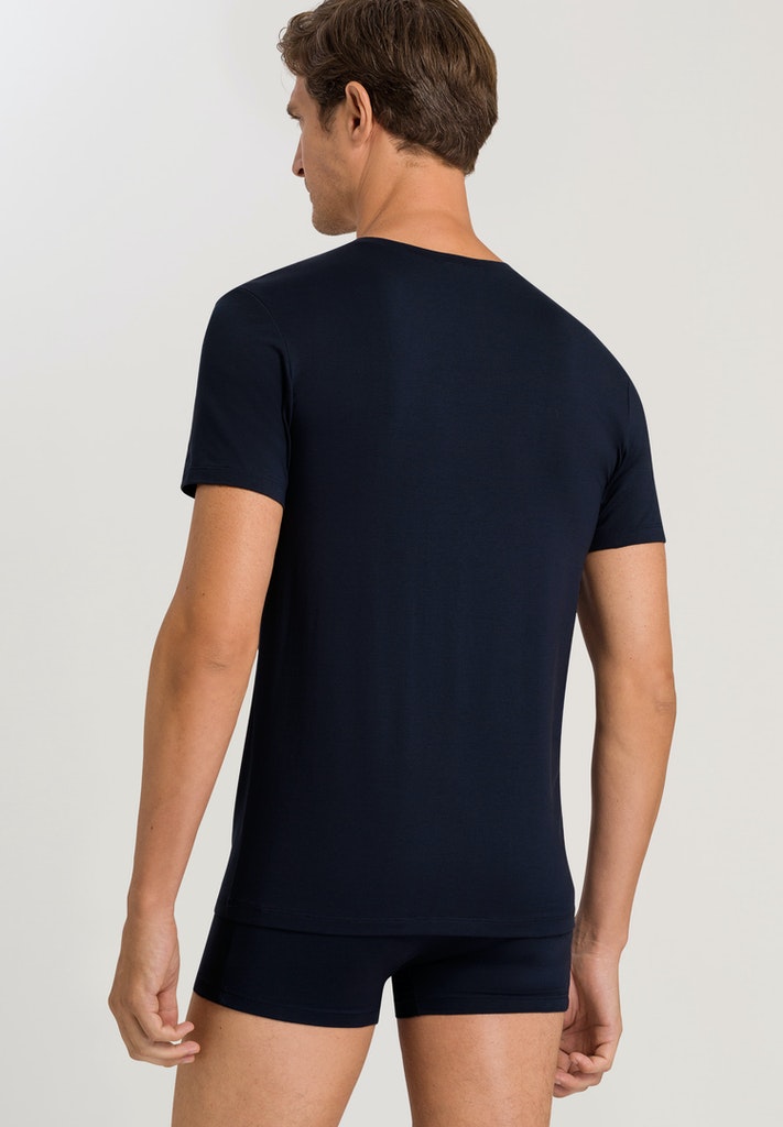 HANRO Midnight Navy Cotton Superior V-Neck