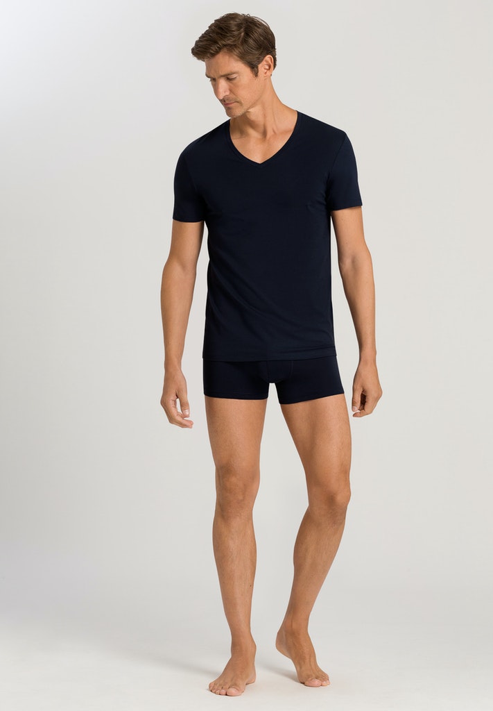 HANRO Midnight Navy Cotton Superior V-Neck