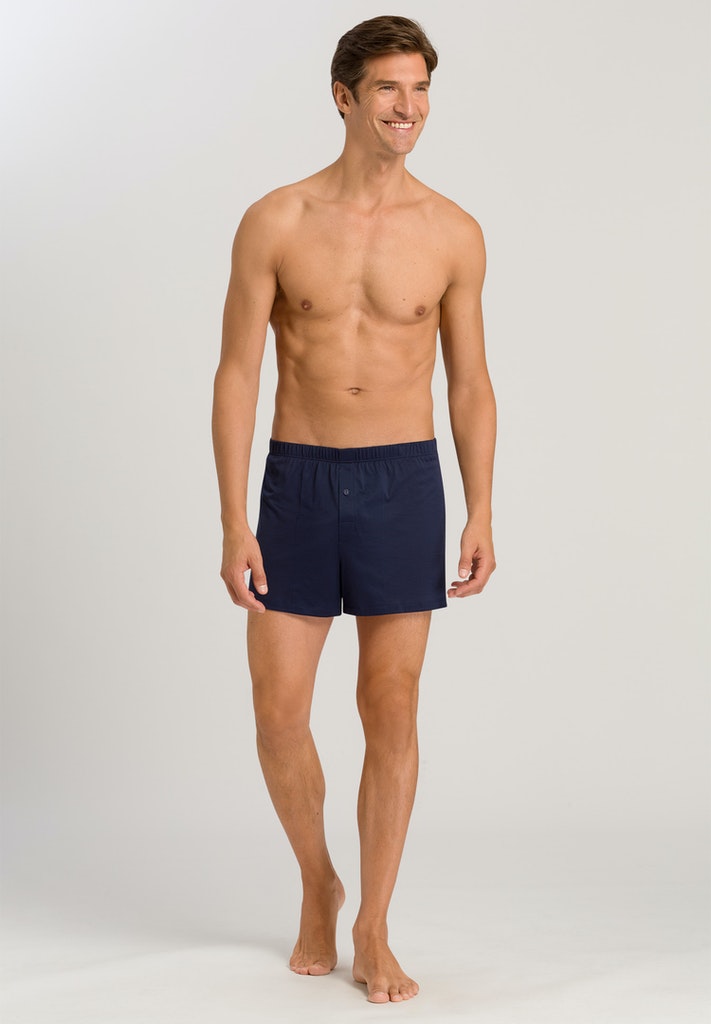 HANRO Midnight Navy Cotton Sporty Boxer with Fly