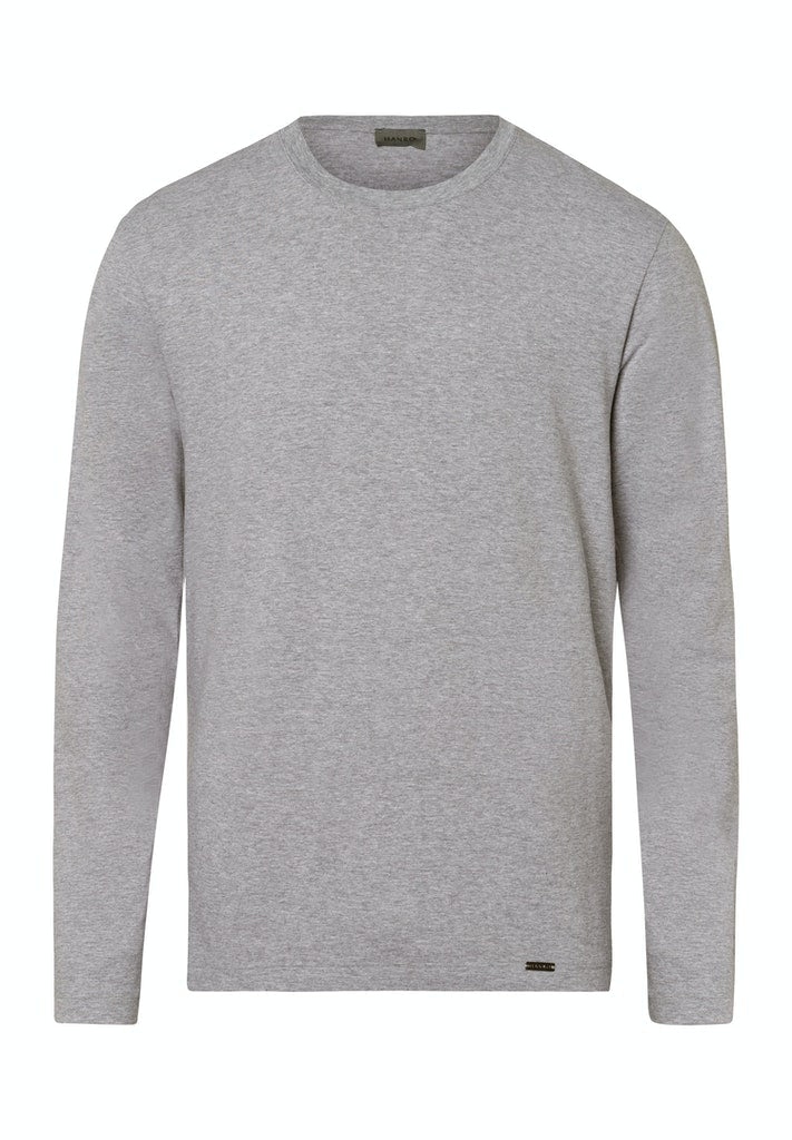 Mens Living Long sleeve Shirt in grey melange | HANRO