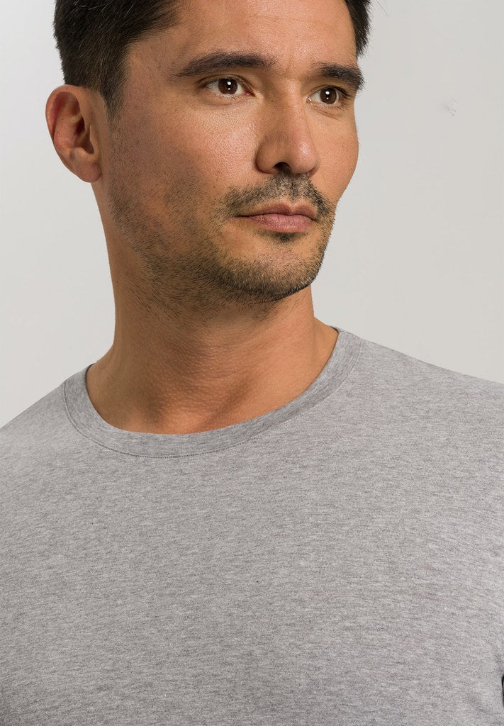 Mens Living Long sleeve Shirt in grey melange | HANRO
