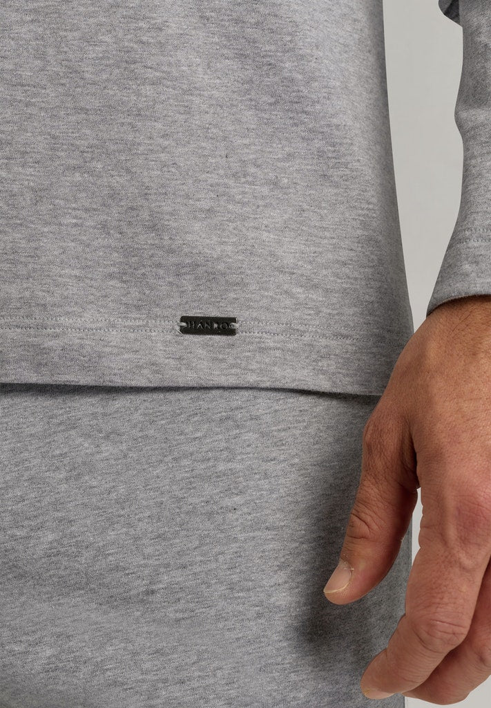 Mens Living Long sleeve Shirt in grey melange | HANRO