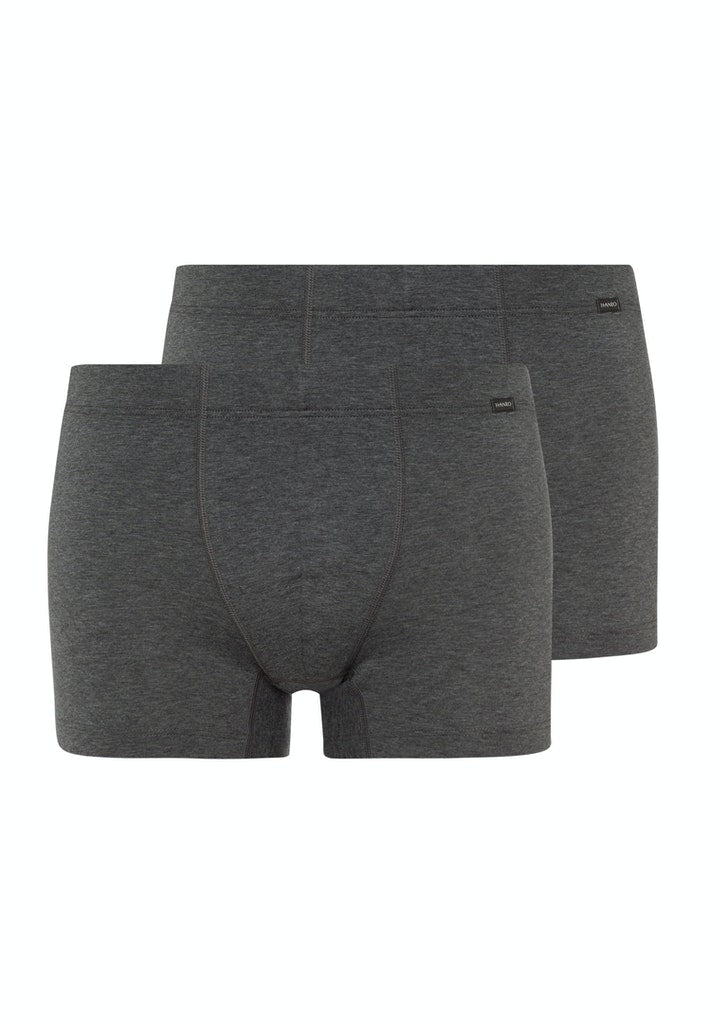 HANRO Mens Cotton Essentials Pants 2Pack in coal melange