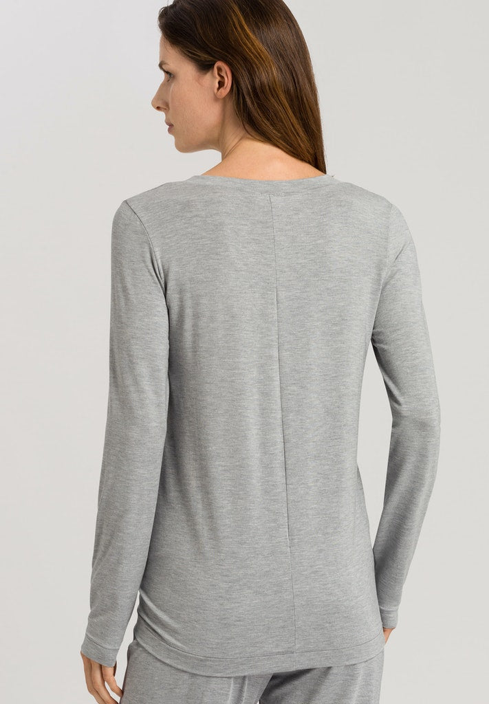 HANRO Womens Yoga Longsleeve Shirt in grit melange