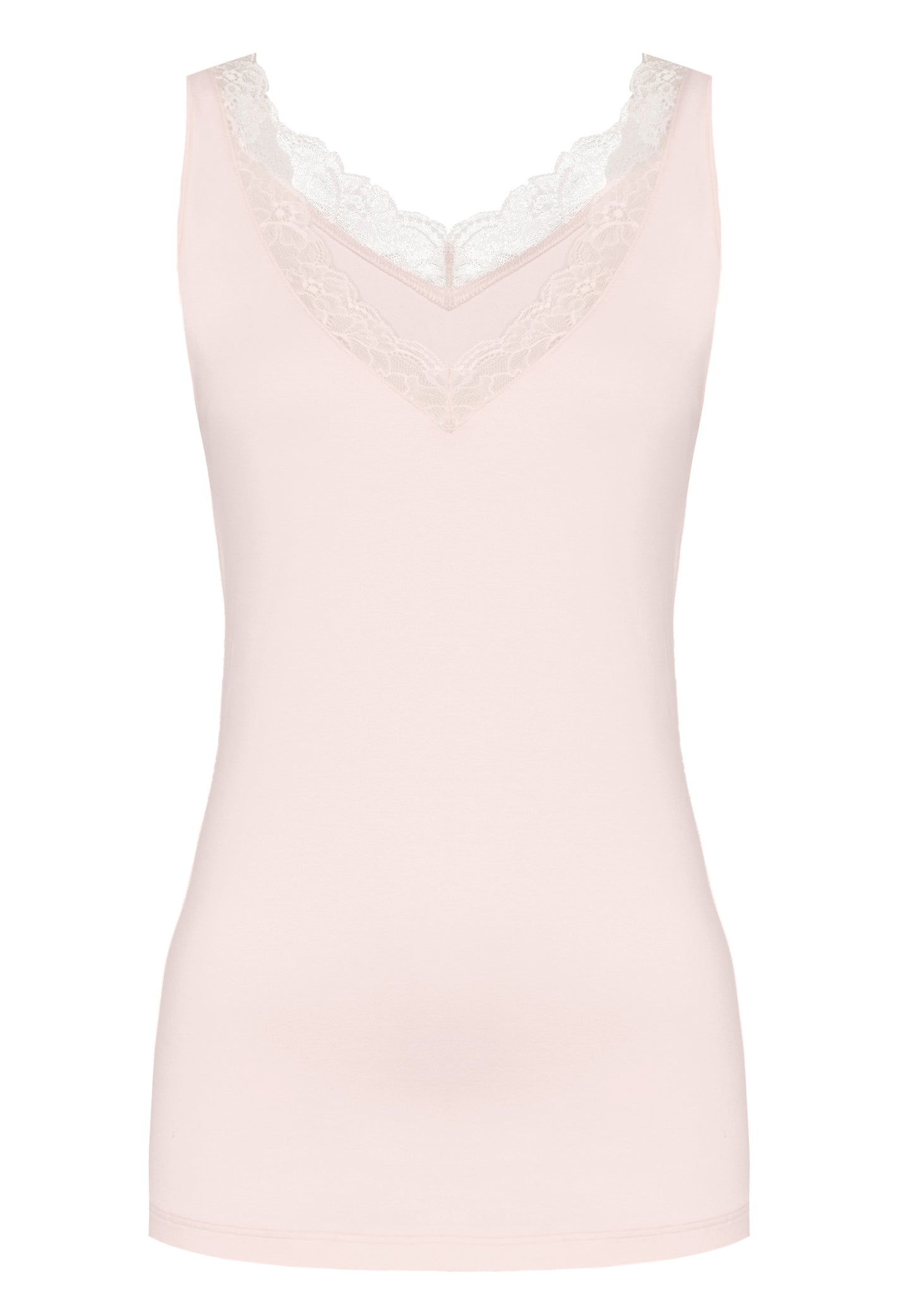 HANRO Powder Cotton Lace V-Neck Tank Top