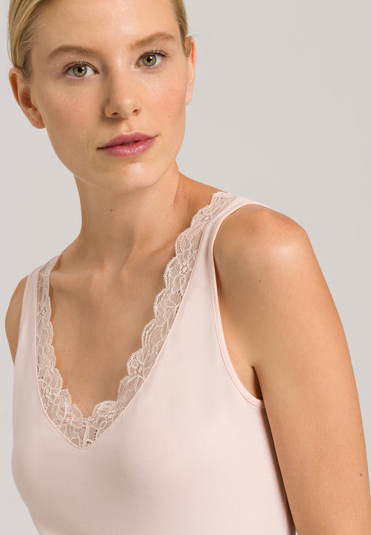 HANRO Powder Cotton Lace V-Neck Tank Top