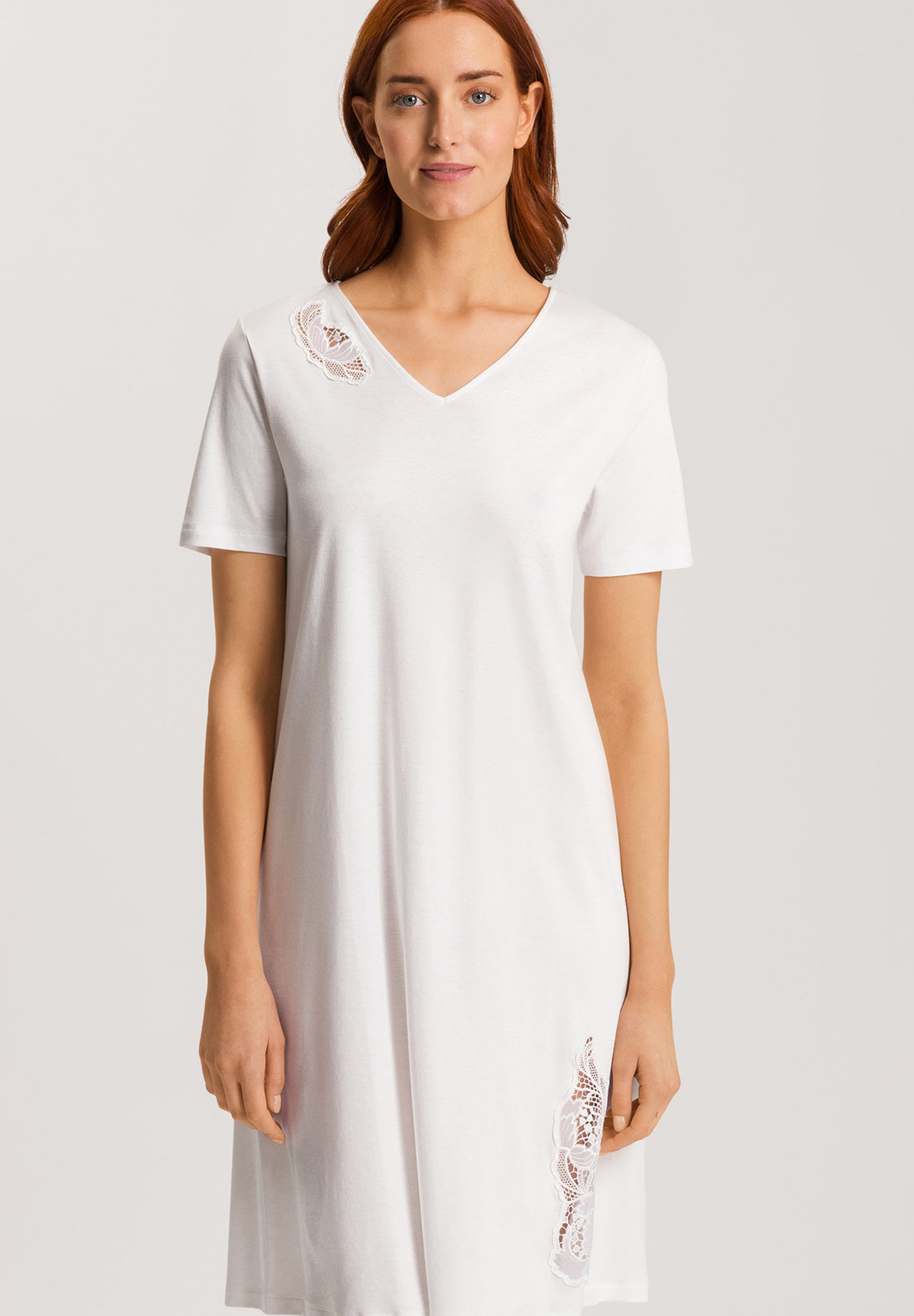 The Anne Short Sleeve Nightdress By HANRO In Off White