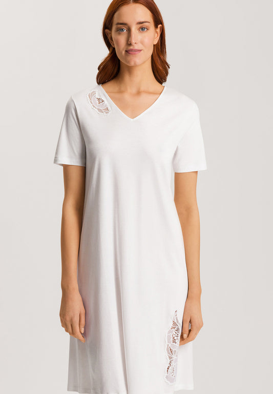 The Anne Short Sleeve Nightdress By HANRO In Off White