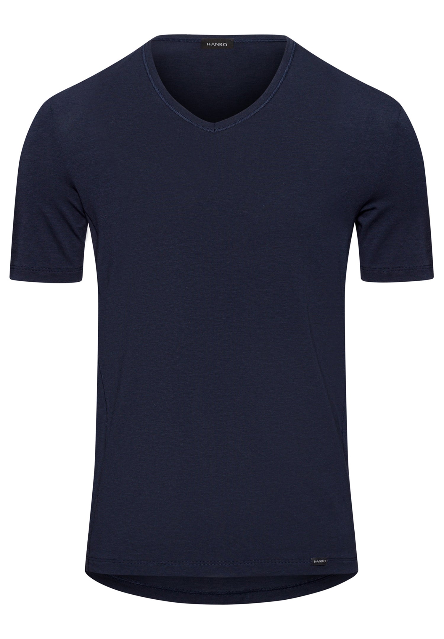 The Natural Function-S/Slv Shirt V-Neck By HANRO In Deep Navy