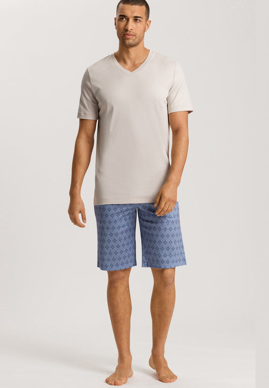 The Night & Day Short Sleeve Pajama By HANRO In Blue Mosaic