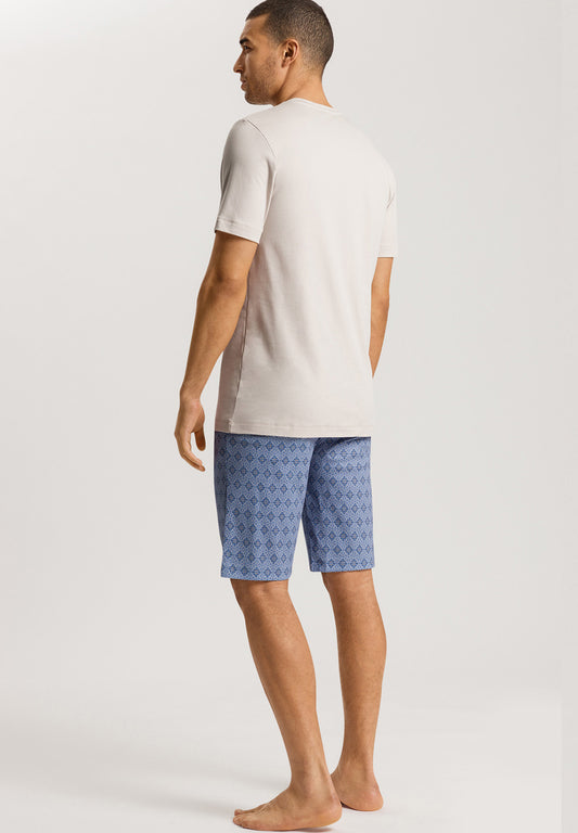 The Night & Day Short Sleeve Pajama By HANRO In Blue Mosaic