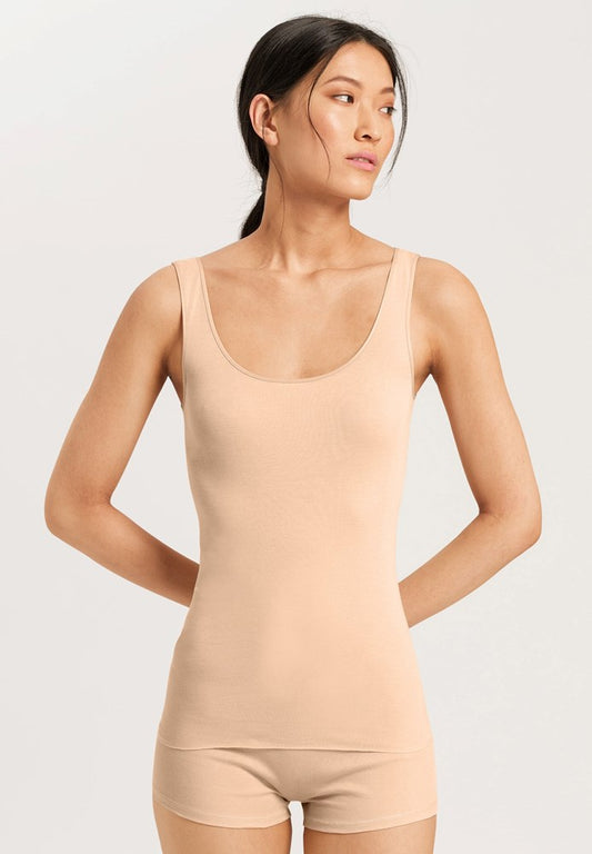 The Cotton Seamless-Tank Top By HANRO in Beige