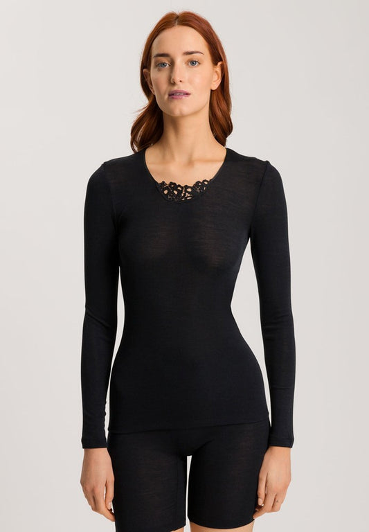 The Woolen Silk-L/Slv Shirt By Hanro in Black