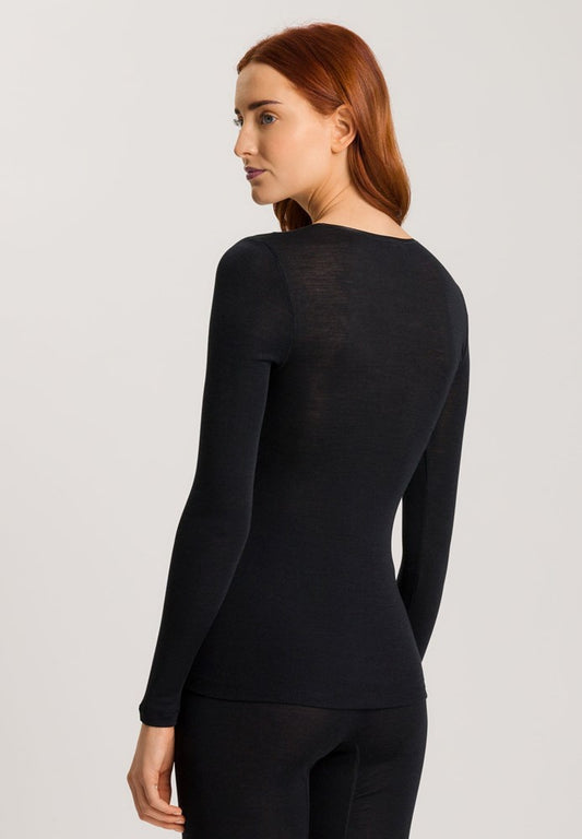 The Woolen Silk-L/Slv Shirt By Hanro in Black