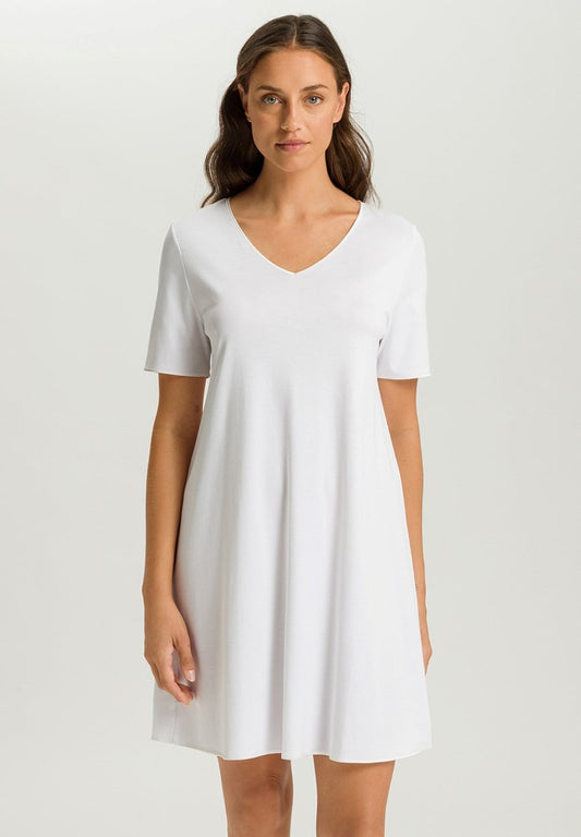The Cotton Silk-S/Slv Nightdress 90Cm By Hanro in White